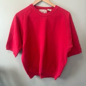 Vintage Steel Sport Women’s Red Short Sleeve Sweatshirt Size S 100% Cotton